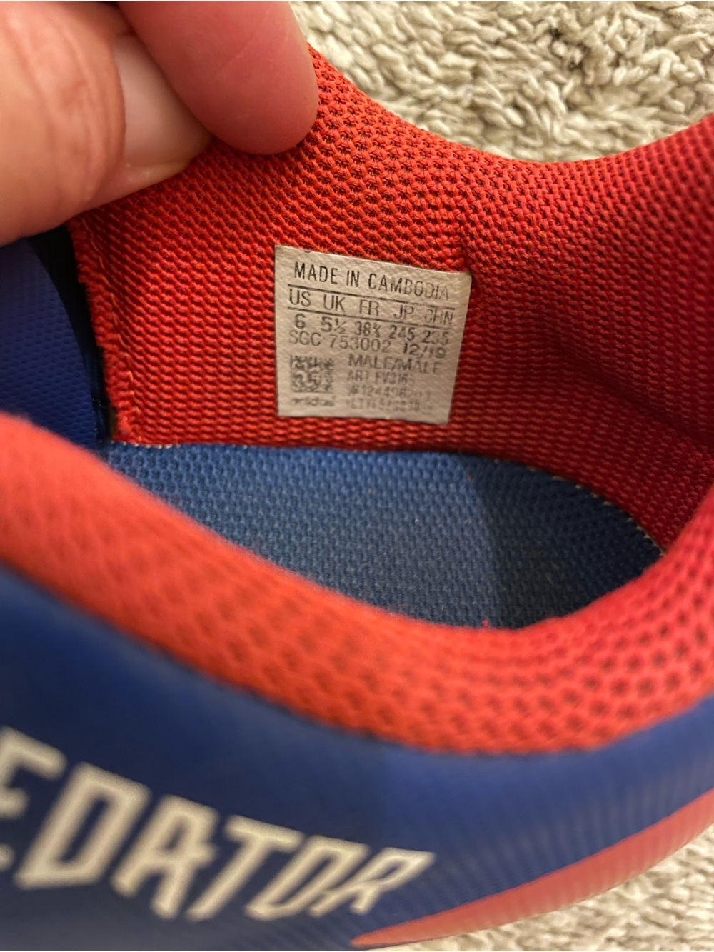 adidas Kids Blue and Red Predator Soccer Shoes